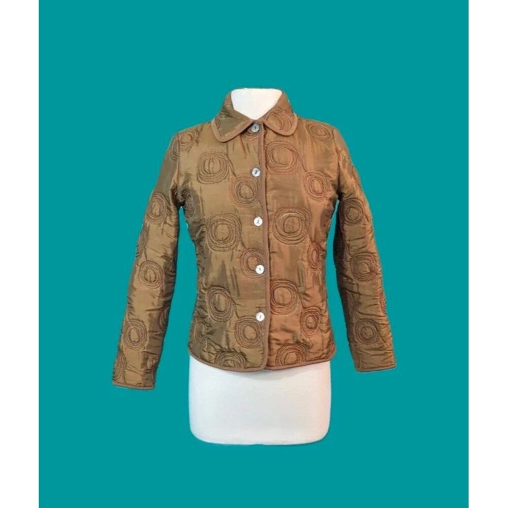 Vintage Notations Quilted Embroidered Satin Jacket